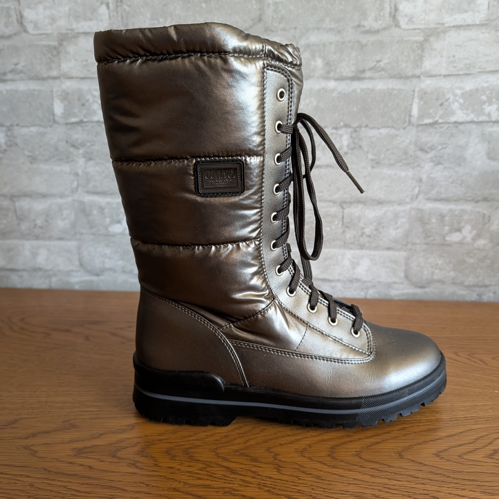 Olang Shiny Pewter Lace-Up Winter Boots Size 40